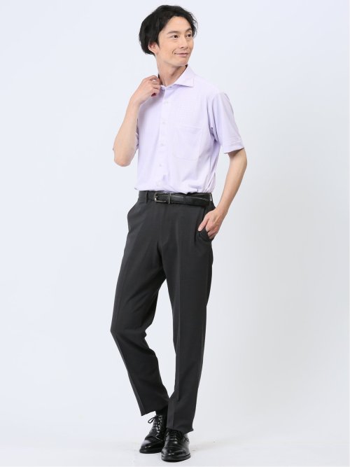 Biz クールパス ワイドカラー半袖 ビズシャツ