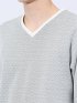 ジオメトリックジャガード Vネック長袖Tシャツ