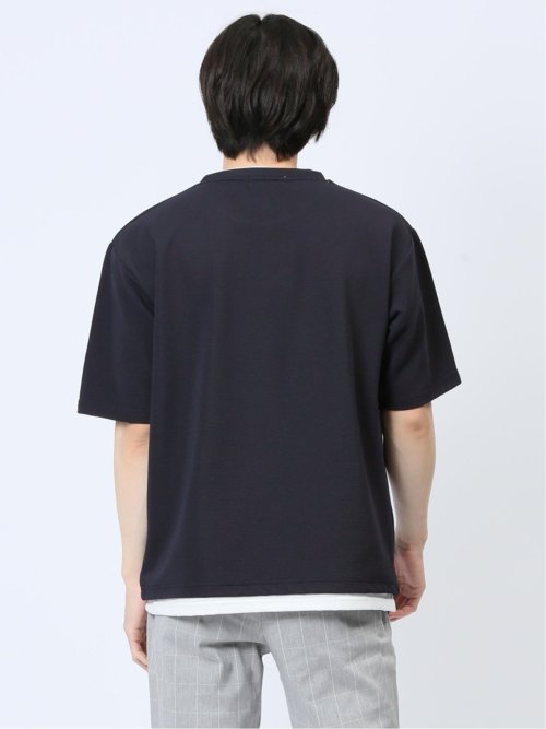 リップル レイヤード風 クルーネック半袖Tシャツ