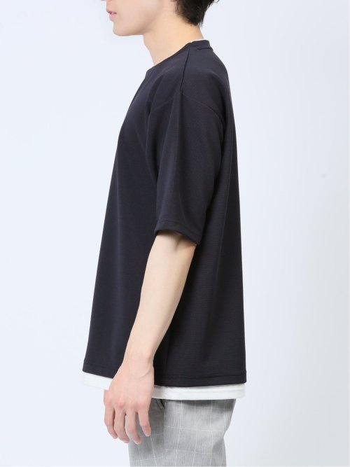 リップル レイヤード風 クルーネック半袖Tシャツ