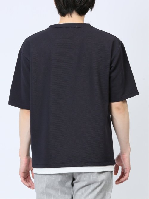 リップル レイヤード風 クルーネック半袖Tシャツ