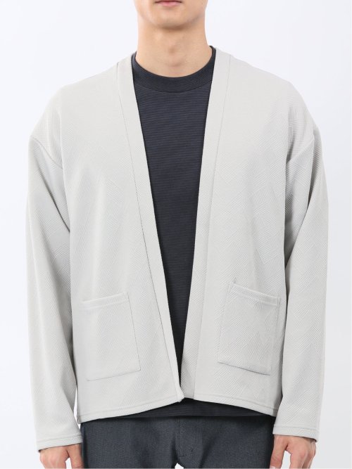 カウラ/Kaule ふくれジャガード ノーカラーカーディガン