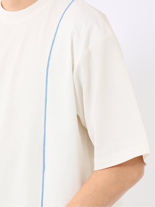 KAITEKI+ ストレッチ 涼感 UV イージーケア ソロナ ワッフル 切替 クルーネック 半袖 Tシャツ メンズ