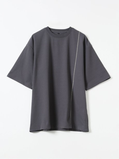 KAITEKI+ ストレッチ 涼感 UV イージーケア ソロナ ワッフル 切替 クルーネック 半袖 Tシャツ メンズ