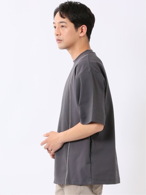 KAITEKI+ ストレッチ 涼感 UV イージーケア ソロナ ワッフル 切替 クルーネック 半袖 Tシャツ メンズ