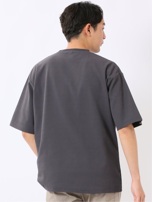 KAITEKI+ ストレッチ 涼感 UV イージーケア ソロナ ワッフル 切替 クルーネック 半袖 Tシャツ メンズ