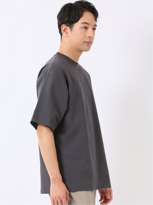 KAITEKI+ ストレッチ 涼感 UV イージーケア ソロナ ワッフル 切替 クルーネック 半袖 Tシャツ メンズ