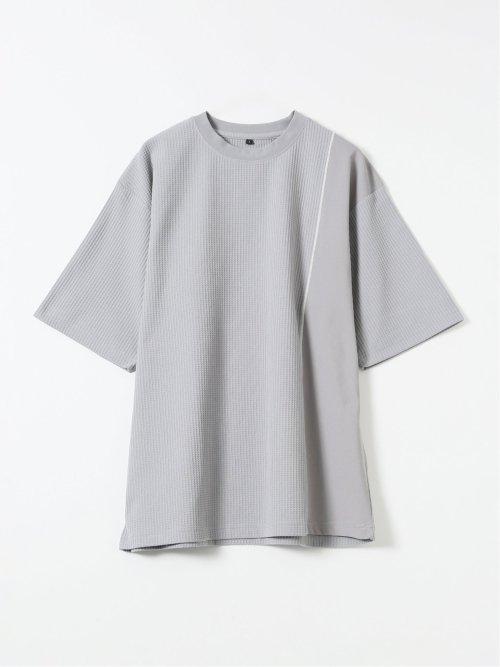 KAITEKI+ ストレッチ 涼感 UV イージーケア ソロナ ワッフル 切替 クルーネック 半袖 Tシャツ メンズ