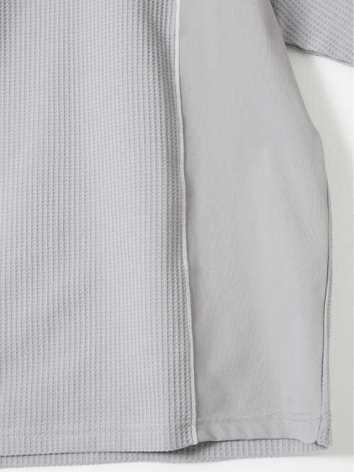 KAITEKI+ ストレッチ 涼感 UV イージーケア ソロナ ワッフル 切替 クルーネック 半袖 Tシャツ メンズ