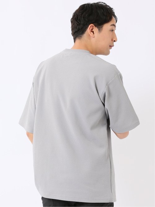 KAITEKI+ ストレッチ 涼感 UV イージーケア ソロナ ワッフル 切替 クルーネック 半袖 Tシャツ メンズ