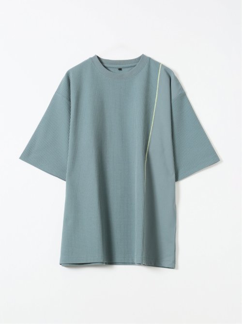 KAITEKI+ ストレッチ 涼感 UV イージーケア ソロナ ワッフル 切替 クルーネック 半袖 Tシャツ メンズ