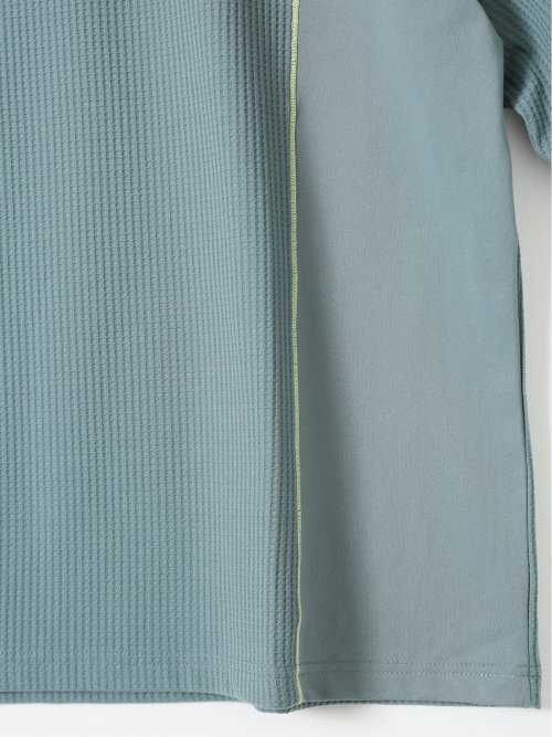 KAITEKI+ ストレッチ 涼感 UV イージーケア ソロナ ワッフル 切替 クルーネック 半袖 Tシャツ メンズ