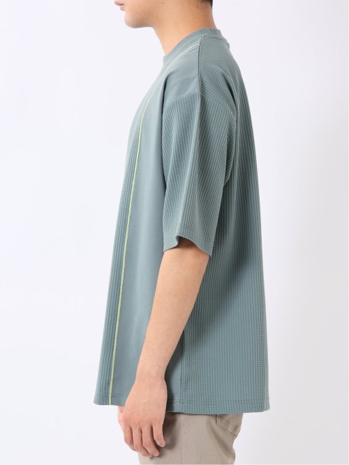 KAITEKI+ ストレッチ 涼感 UV イージーケア ソロナ ワッフル 切替 クルーネック 半袖 Tシャツ メンズ