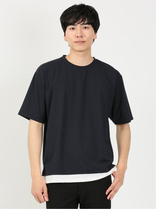 kaule 裾フェイクレイヤード クルーネック半袖Ｔシャツ