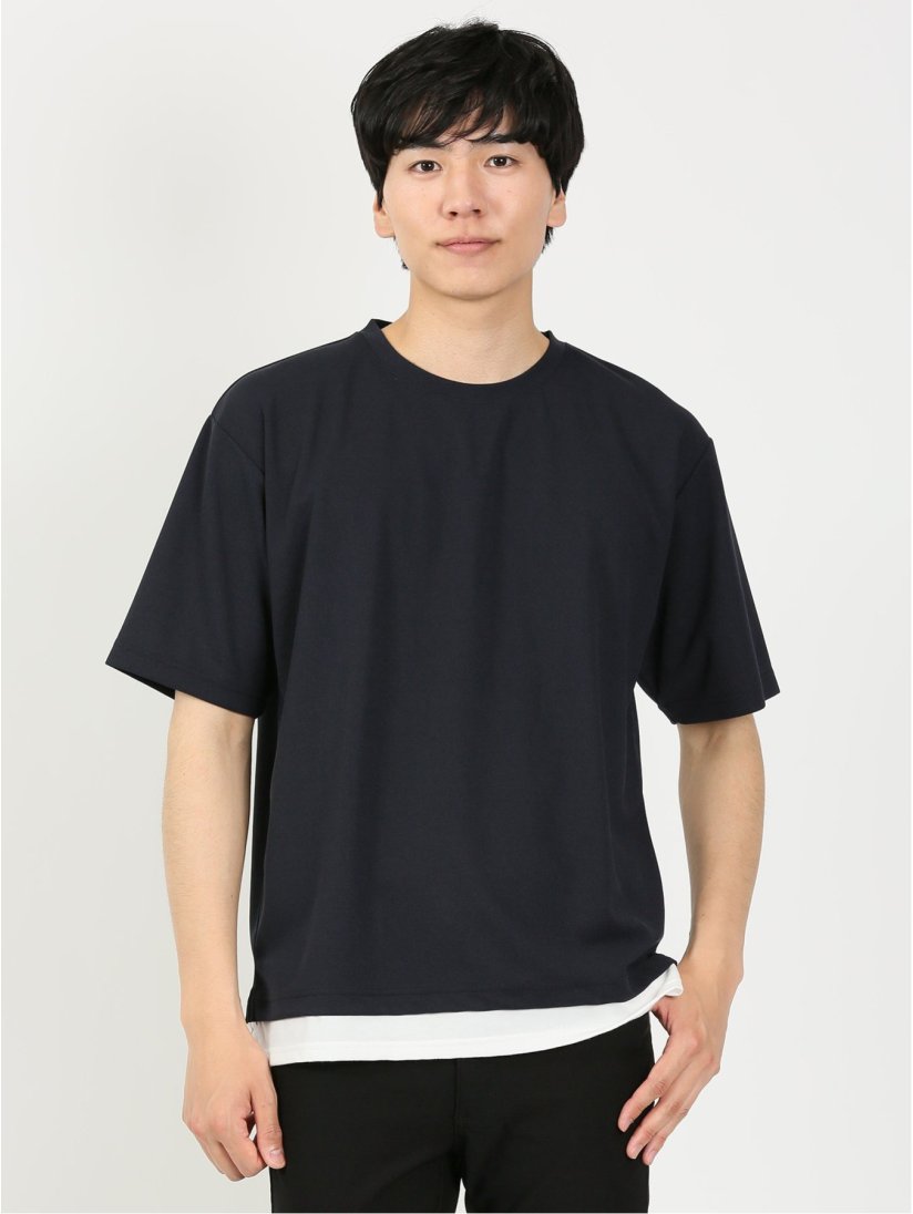 kaule 裾フェイクレイヤード クルーネック半袖Ｔシャツ(M 06グレー): トップス TAKA-Q ONLINE  SHOP／タカキューオンラインショップ【公式通販】