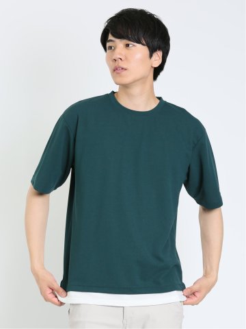 kaule 裾フェイクレイヤード クルーネック半袖Ｔシャツ