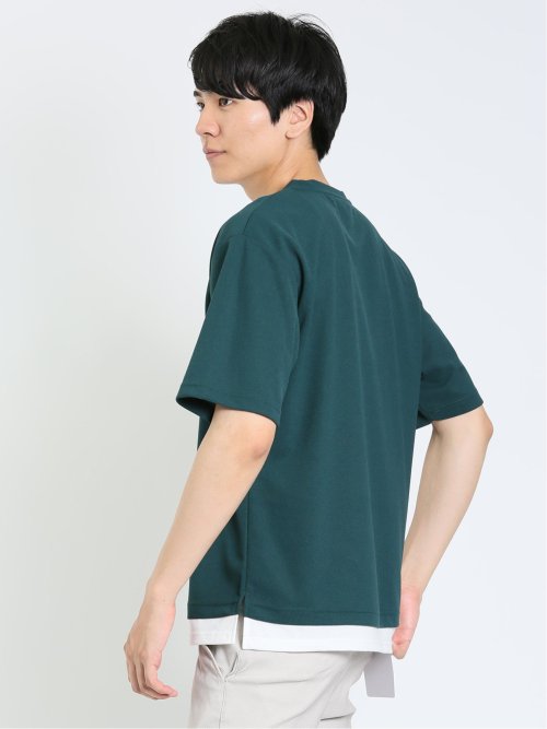 kaule 裾フェイクレイヤード クルーネック半袖Ｔシャツ