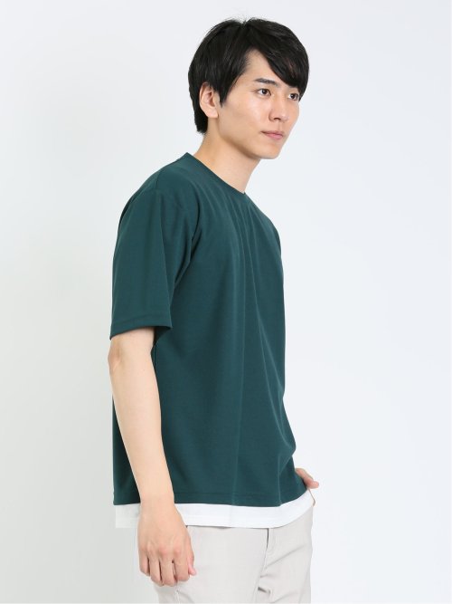 kaule 裾フェイクレイヤード クルーネック半袖Ｔシャツ