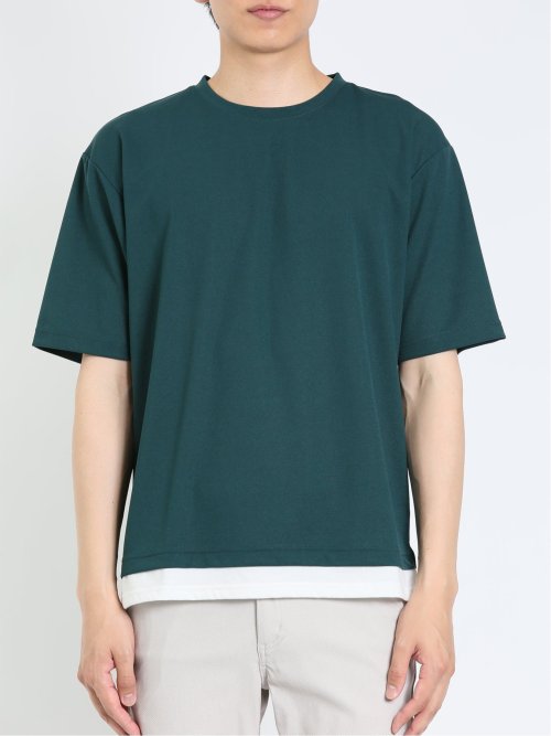 kaule 裾フェイクレイヤード クルーネック半袖Ｔシャツ