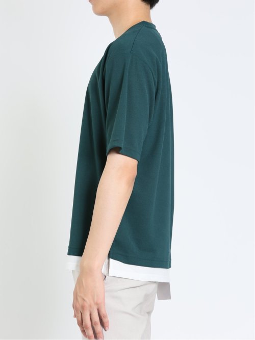 kaule 裾フェイクレイヤード クルーネック半袖Ｔシャツ