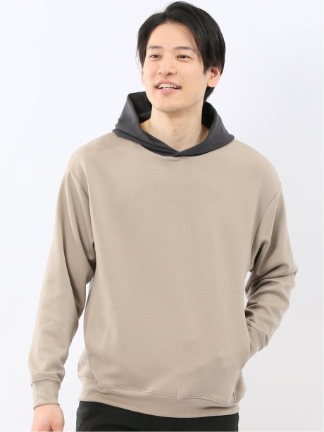 KAITEKI+ ストレッチ ダンボール 配色 プルパーカー