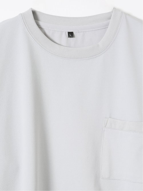 KAITEKI+ ストレッチ 吸汗速乾 UV 軽量 高通気 メッシュ 胸ポケット 無地 クルーネック 半袖 Tシャツ メンズ