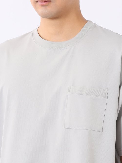 KAITEKI+ ストレッチ 吸汗速乾 UV 軽量 高通気 メッシュ 胸ポケット 無地 クルーネック 半袖 Tシャツ メンズ
