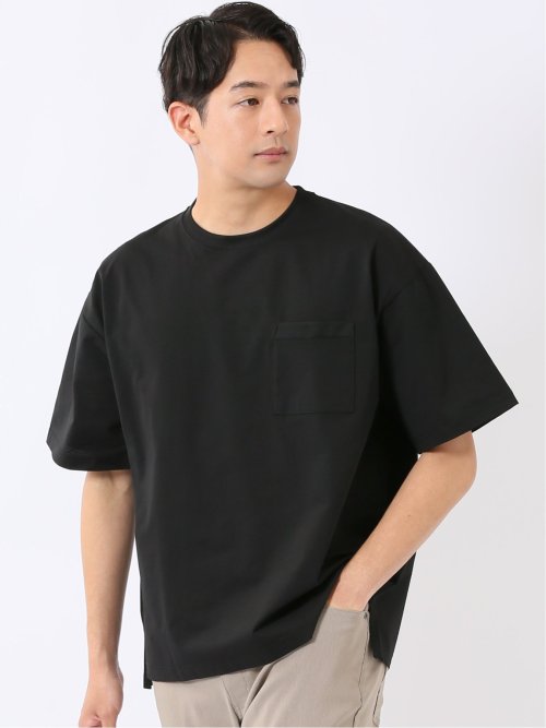 KAITEKI+ ストレッチ 吸汗速乾 UV 軽量 高通気 メッシュ 胸ポケット 無地 クルーネック 半袖 Tシャツ メンズ