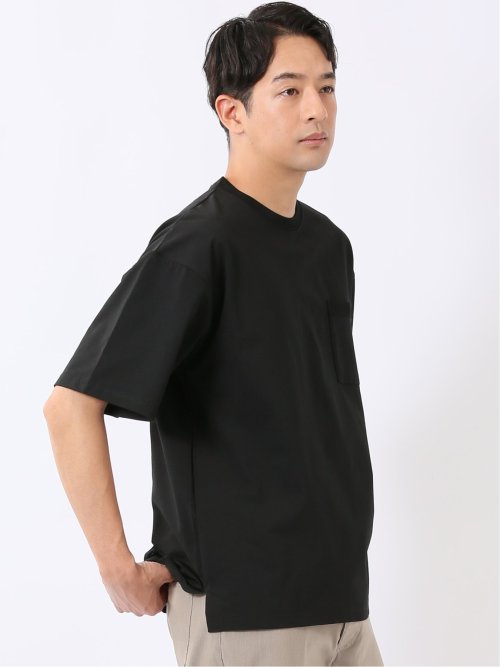 KAITEKI+ ストレッチ 吸汗速乾 UV 軽量 高通気 メッシュ 胸ポケット 無地 クルーネック 半袖 Tシャツ メンズ