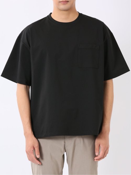 KAITEKI+ ストレッチ 吸汗速乾 UV 軽量 高通気 メッシュ 胸ポケット 無地 クルーネック 半袖 Tシャツ メンズ