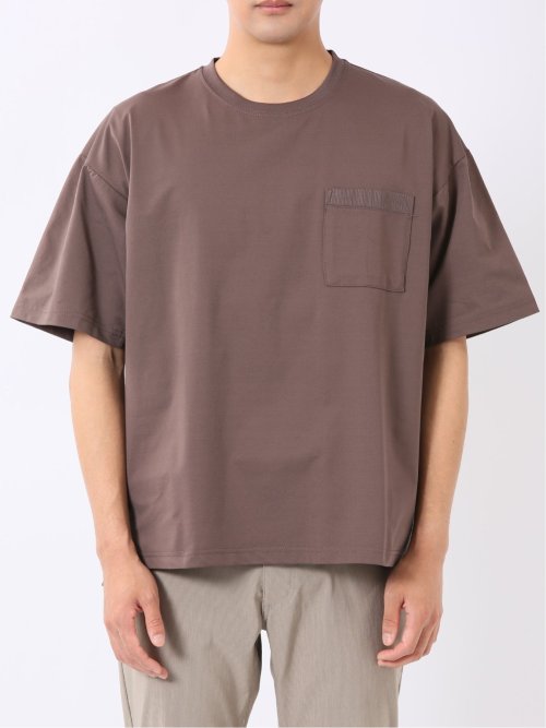 KAITEKI+ ストレッチ 吸汗速乾 UV 軽量 高通気 メッシュ 胸ポケット 無地 クルーネック 半袖 Tシャツ メンズ
