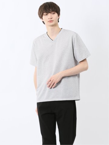 ノータベネ/NOTABENE メッシュドビー Vネック半袖Tシャツ