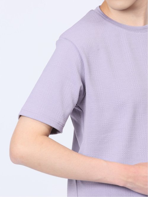 ふくれチェック クルーネック半袖Ｔシャツ