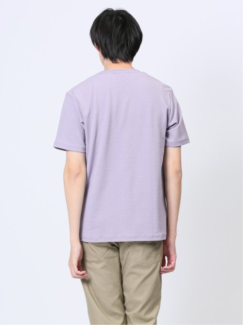 ふくれチェック クルーネック半袖Ｔシャツ