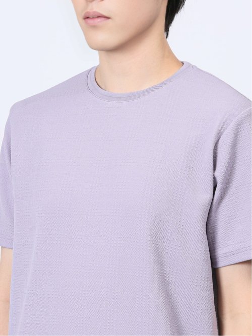 ふくれチェック クルーネック半袖Ｔシャツ