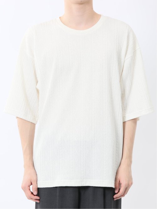 カウラ/kaule ケーブルジャガード クルーネック半袖Tシャツ
