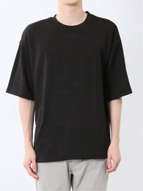 カウラ/kaule ケーブルジャガード クルーネック半袖Tシャツ