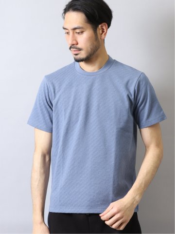 ソロテックス/SOLOTEX ヘリンボンジャガード クルーネック半袖Tシャツ