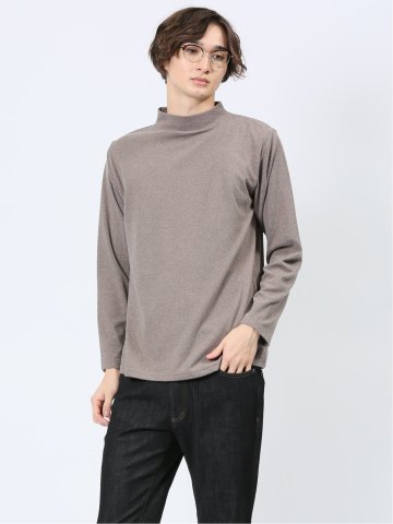 ストレッチ起毛 モックネック 長袖Tシャツ