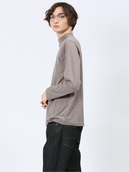 ストレッチ起毛 モックネック 長袖Tシャツ