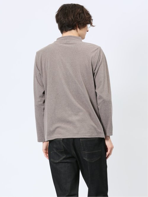 ストレッチ起毛 モックネック 長袖Tシャツ