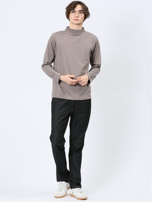 ストレッチ起毛 モックネック 長袖Tシャツ