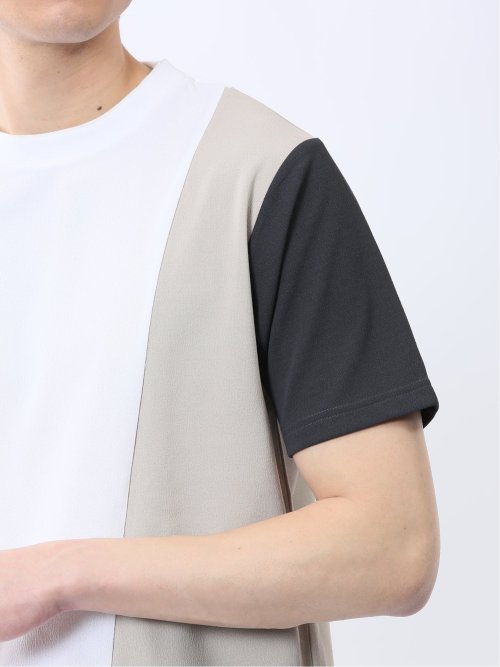 ポンチ配色 クルーネック半袖Tシャツ