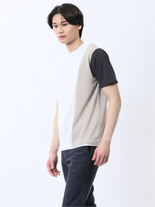 ポンチ配色 クルーネック半袖Tシャツ