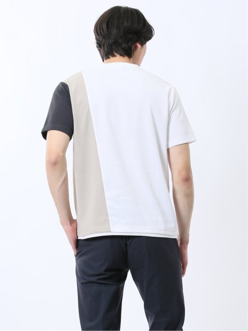 ポンチ配色 クルーネック半袖Tシャツ