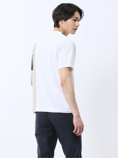 ポンチ配色 クルーネック半袖Tシャツ