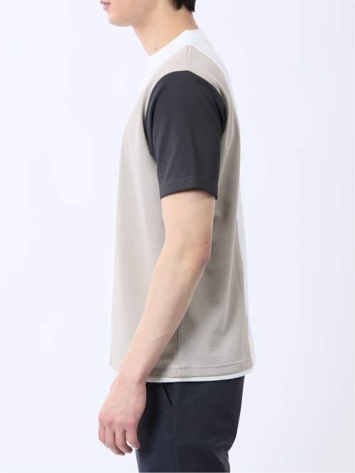 ポンチ配色 クルーネック半袖Tシャツ