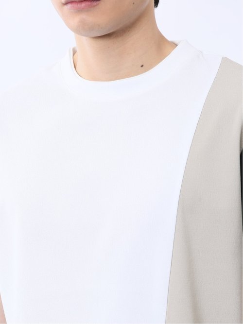 ポンチ配色 クルーネック半袖Tシャツ