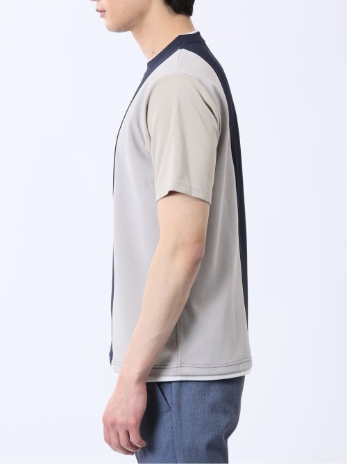 ポンチ配色 クルーネック半袖Tシャツ