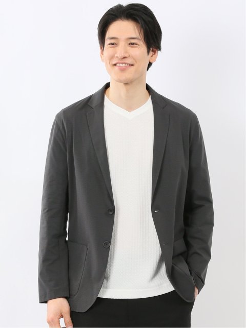 ストレッチ マイクロドット メッシュ 2ボタン ジャケット